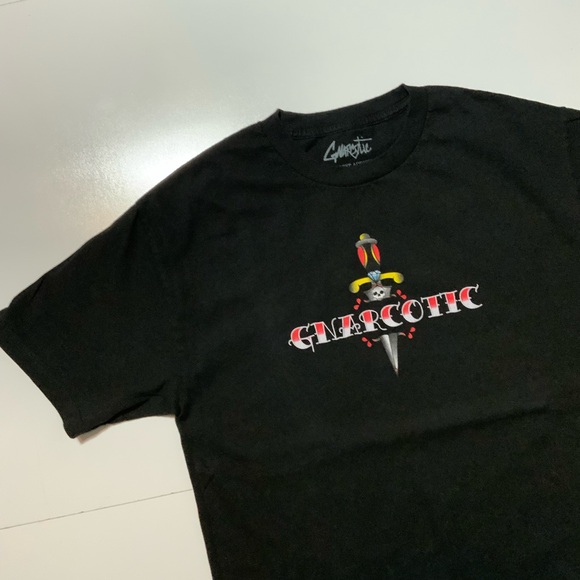 Gnarcotic Street Addict Lil Gnar Knife Tattoo Skull Skate Graphic T-Shirt - Picture 4 of 8